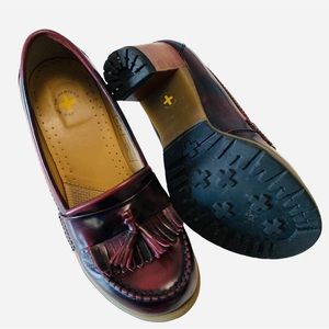 Doc Martens Romy Oxblood Tassel Chunky Platform Heel Loafers Size 6